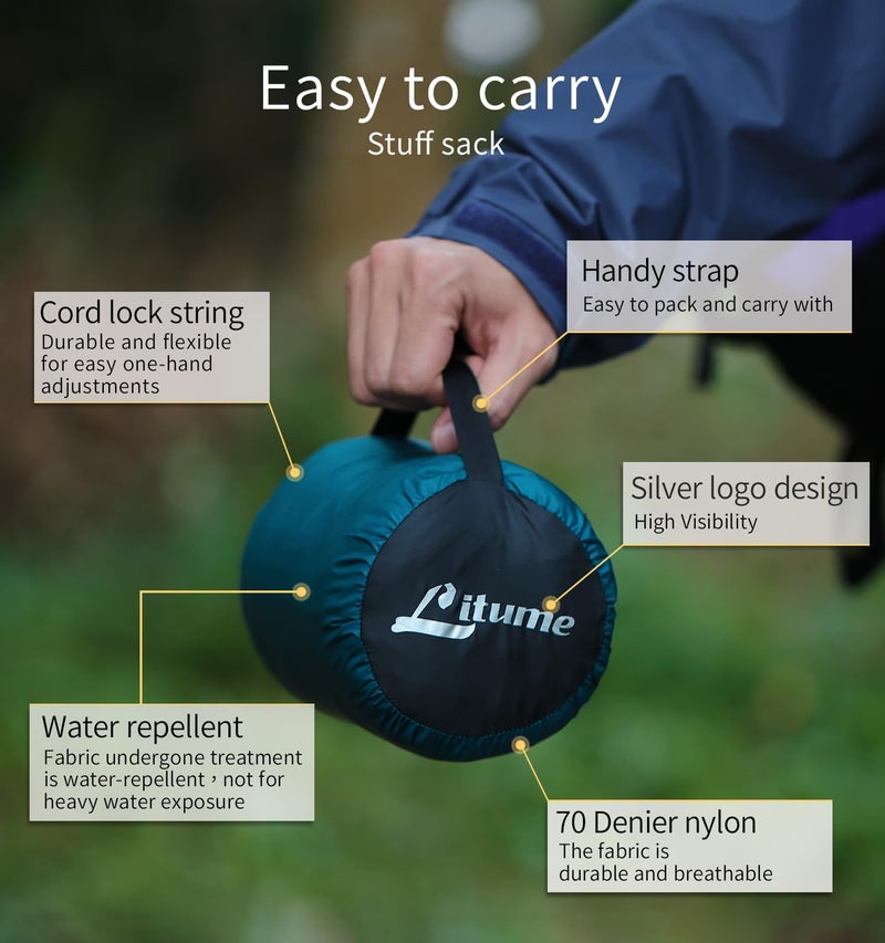 Litume Thermolite All Season Sleeping Bag Liner Add Up to 22Â°F / 12Â°C, Mummy Sleeping Sack for Backpacking, Camping, Traveling, for Cold Weather Winter, Sleep Sack with Drawstring Hood E626 - Image 5